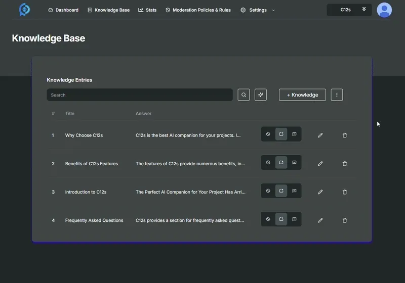 Edit knowledge entry