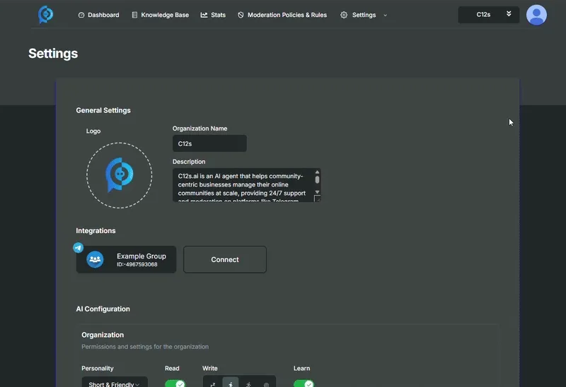 Open your organization billing page