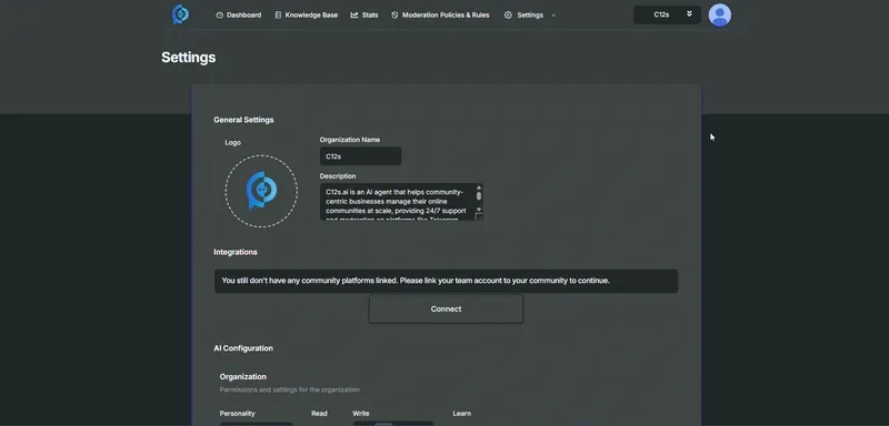 How to link C12s Organization to Telegram